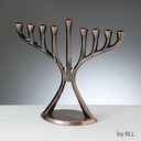 Aluminum Modern Menorah - Antique Copper Finish 