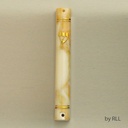 4"H Marbleized Creme Plastic Mezuzah