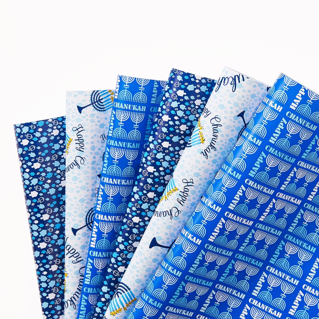 Chanukah 30 Square Feet Gift Wrap Rolls, 3 Assorted Styles