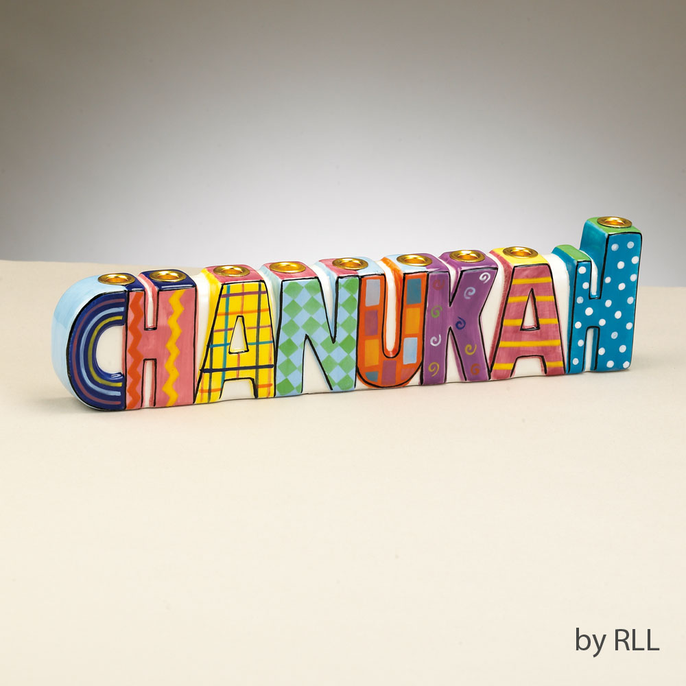 CHANUKAH Hand-Painted Ceramic Menorah