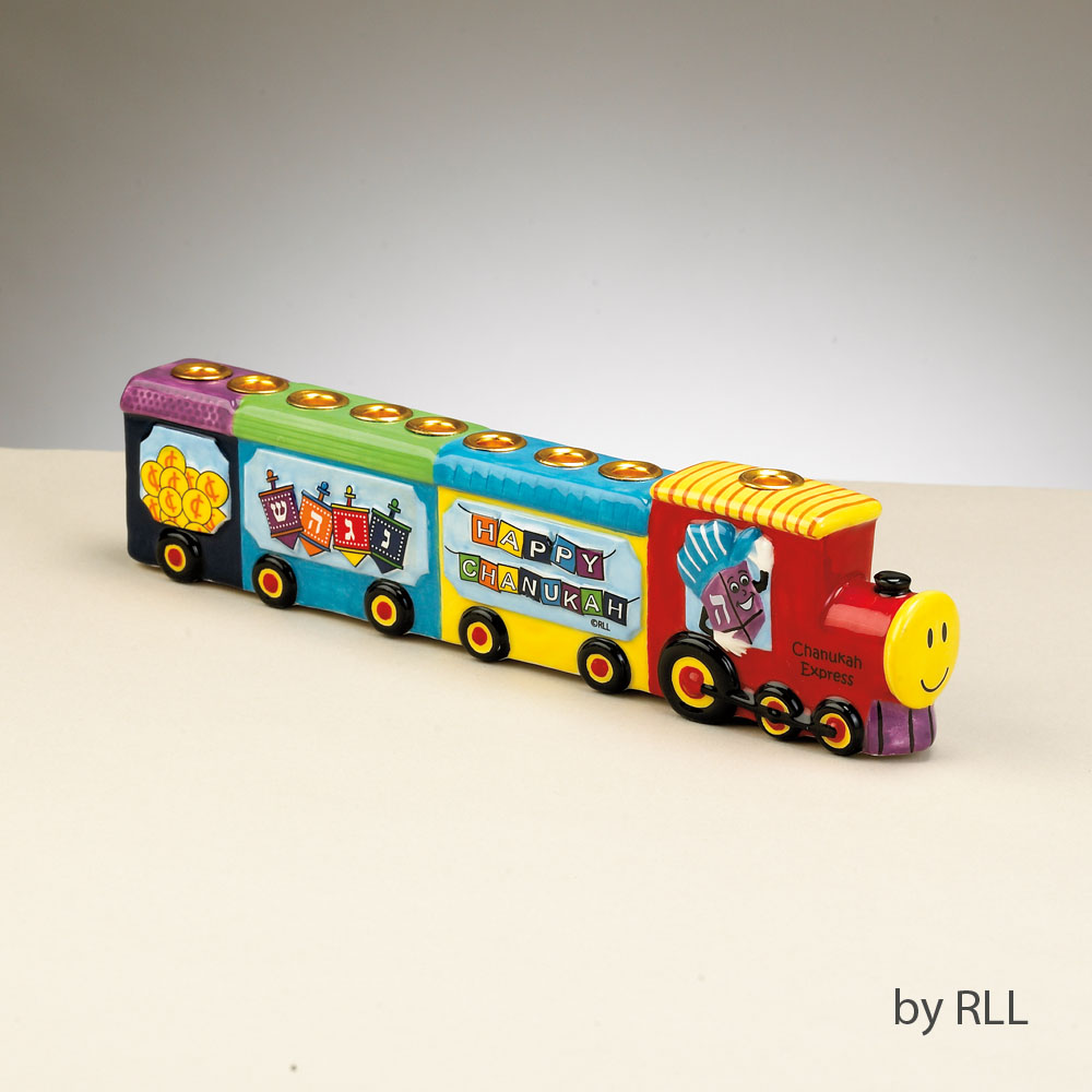 Chanukah Express Hand-Painted Ceramic Train Menorah
