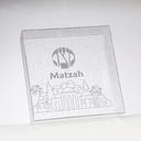Square Clear Matzah PS Tray With  Silver Glitter