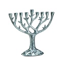 Textured "Tree of Life"™ Menorah - Antiqued Aluminum 