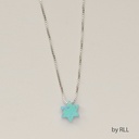 Blue Opal "Star of David" Pendant,on 16" Sterl Chain
