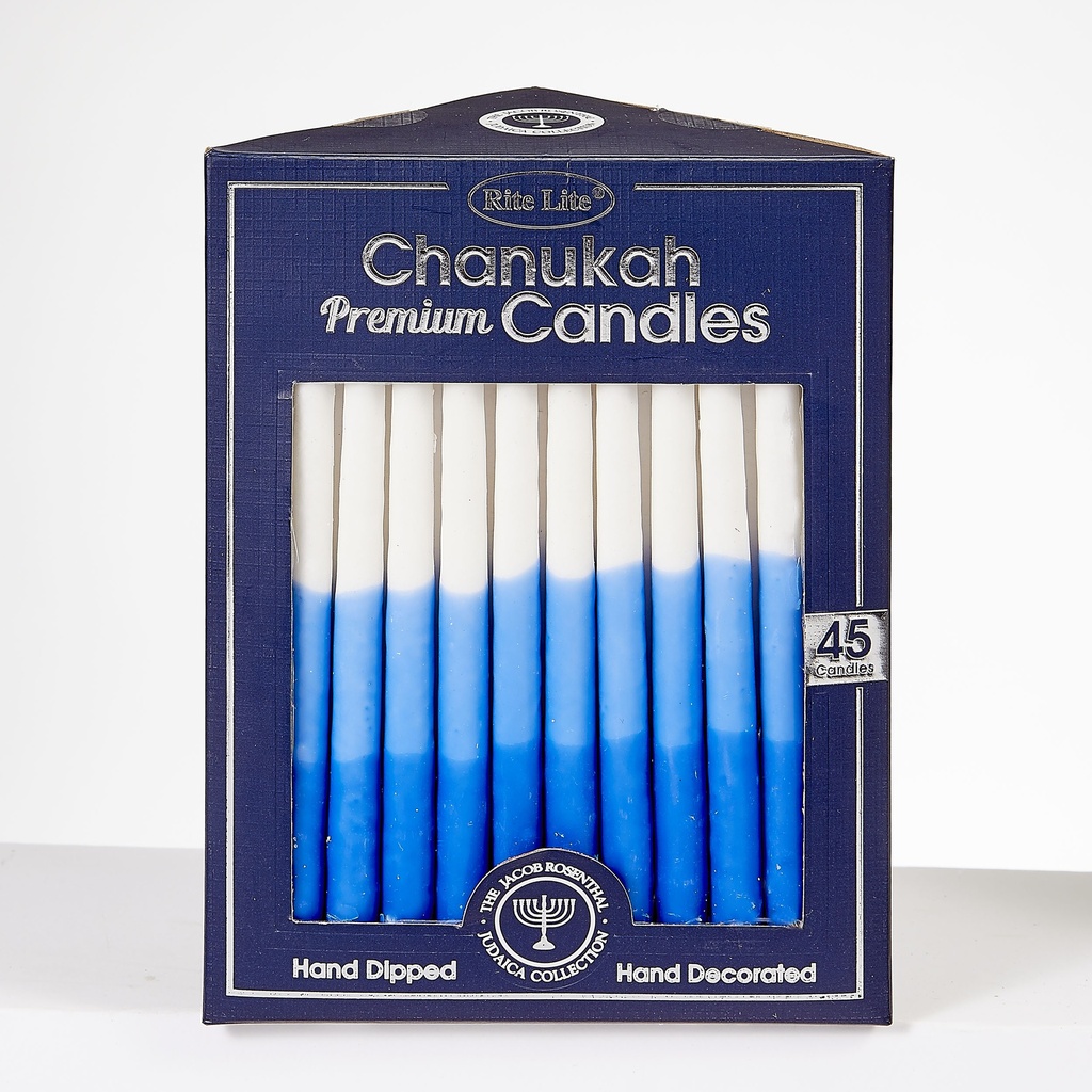 Premium Chanukah Candles - Blue, Light Blue & White 