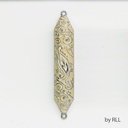 Ivory "Swirls" Enameled Mezuzah with Rhinestones-5"