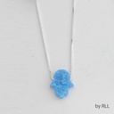 Light Blue Opal HAamsa on 16" Sterling Chain