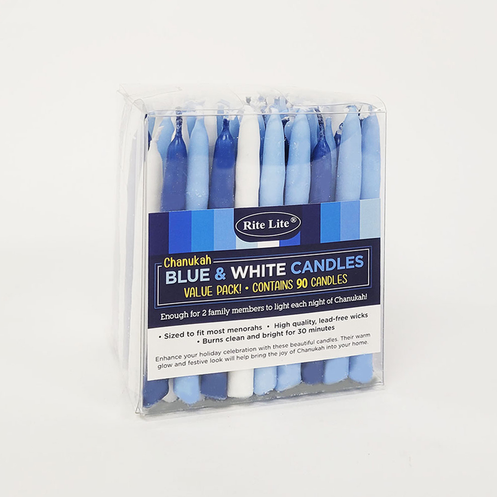 Value Pack of Decorative Blue & White Chanukah Candles