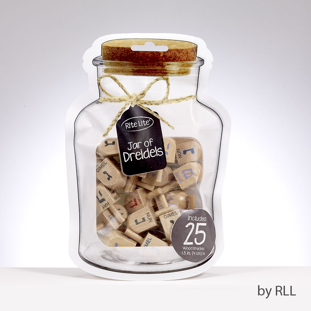 Jar of Dreidels, 25 Small Wood Dreidels