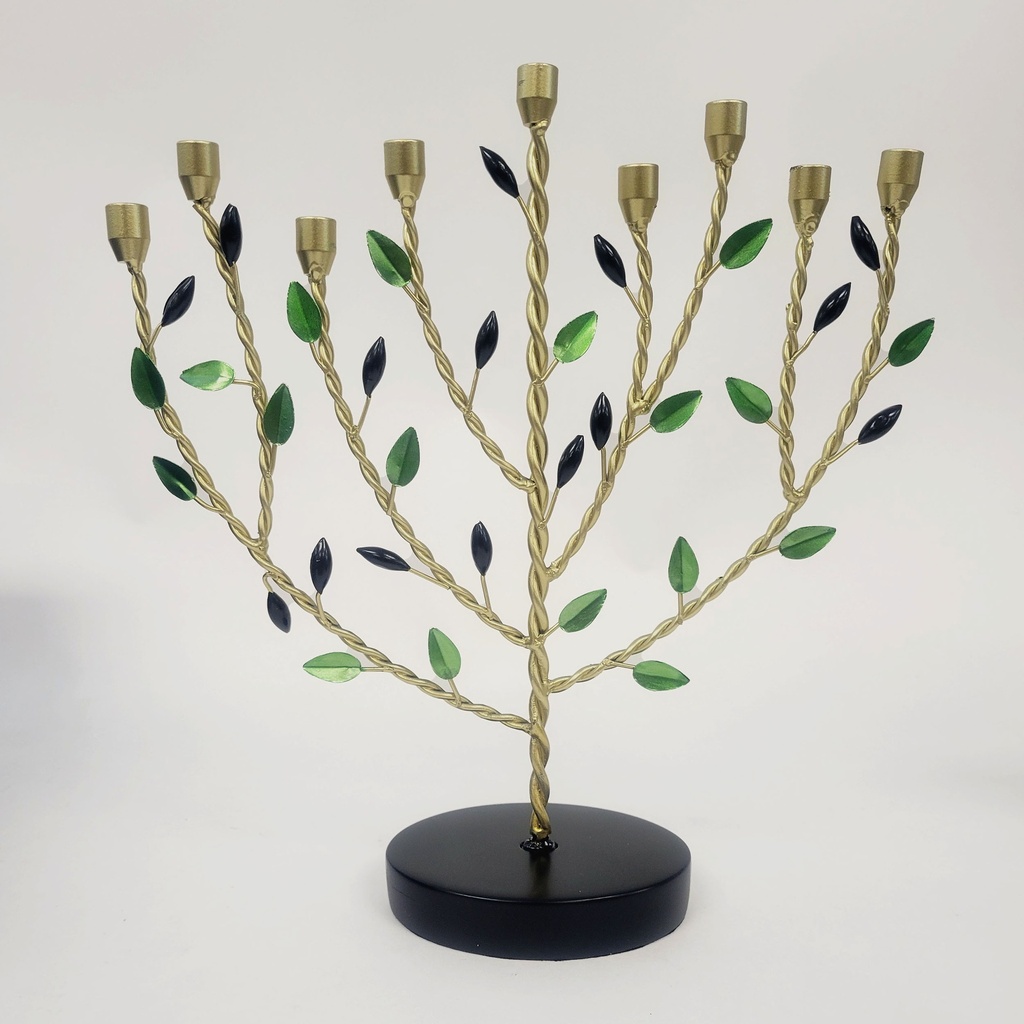 Olive Tree Hand-Crafted Metal Menorah 