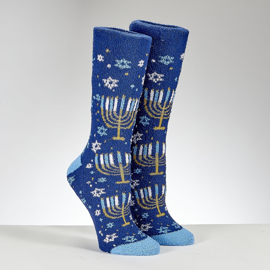 Metallic Menorahs Cozy Adult Slipper Socks