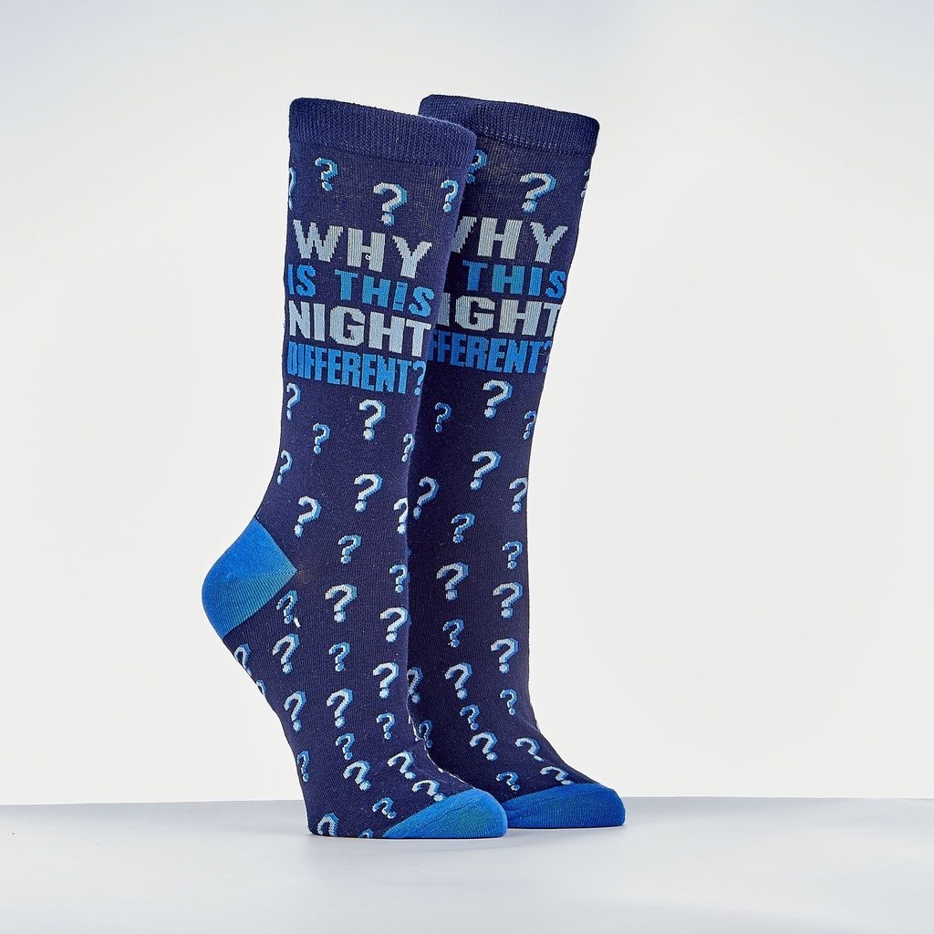 Passover Adult Crew Socks, "Why Is This Night Different?"
