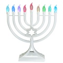 Pearl White LED Glow Menorah, Multifunction & Color Changing