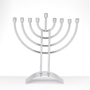 Traditional Steel Menorah, Silver Finish