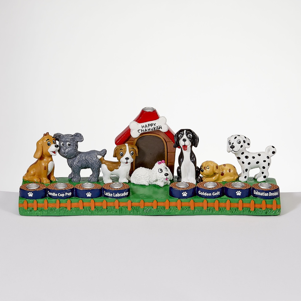 Dog Lovers Hand-Painted Resin Menorah