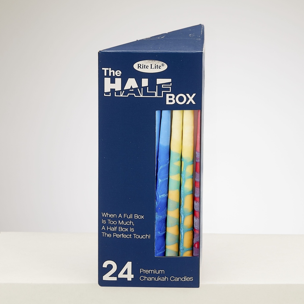 The Half Box 24 Pack Chanukah Candles-Decorated Multi Tri-Color