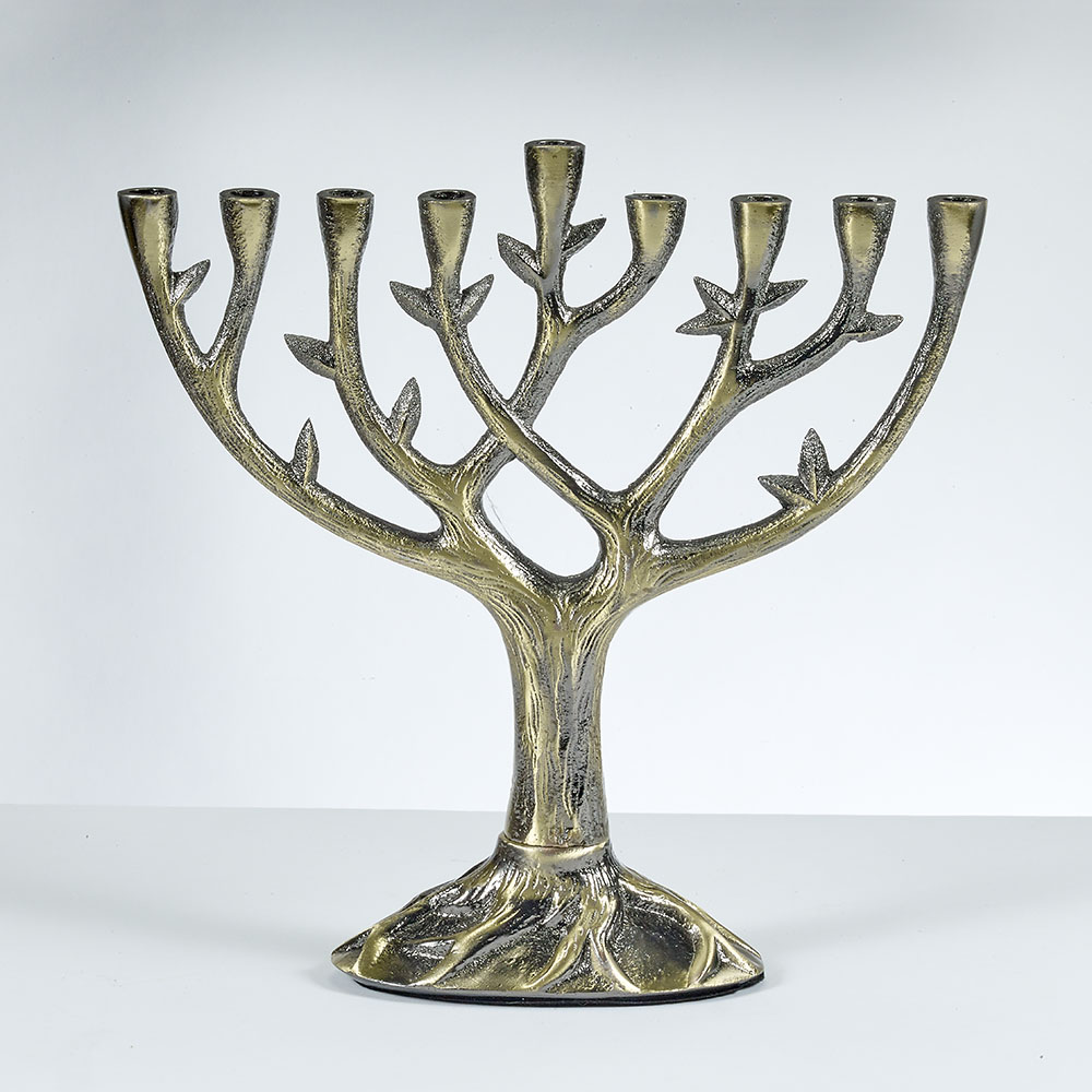 Tree of Life™ Menorah,Textured Alumi, Bronze Finish