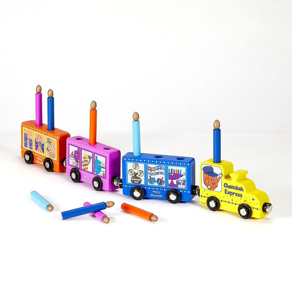 My Play Wood Train Menorah w/ Removable Wood Candles
