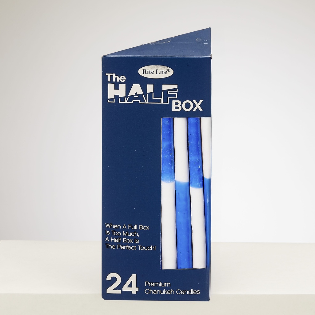 The Half Box 24 Pack Decor Candles, Two-Tone Blue&White
