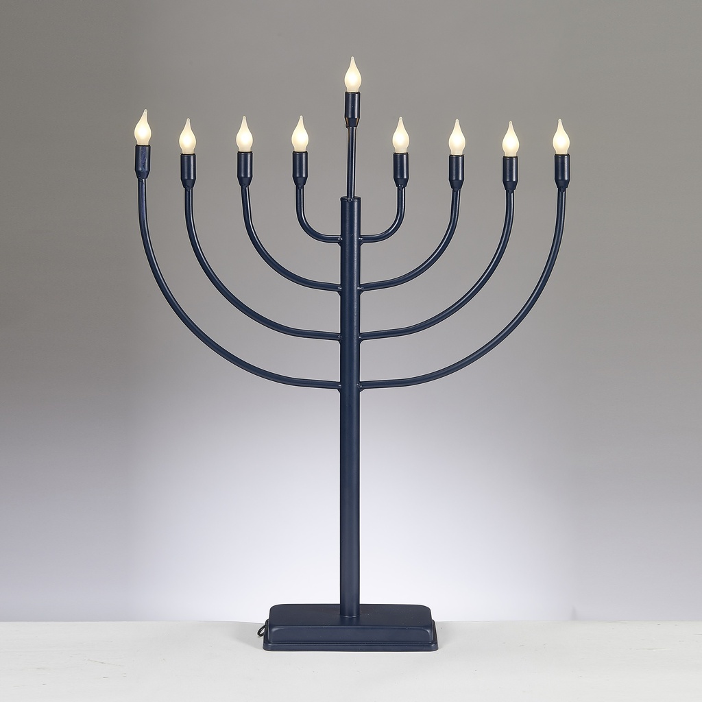 LED Traditional Metal Electric Navy  Menorah