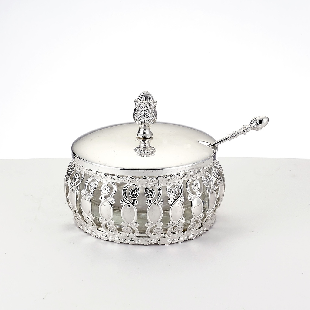 Silvertone Metal Traditional Honey Dish