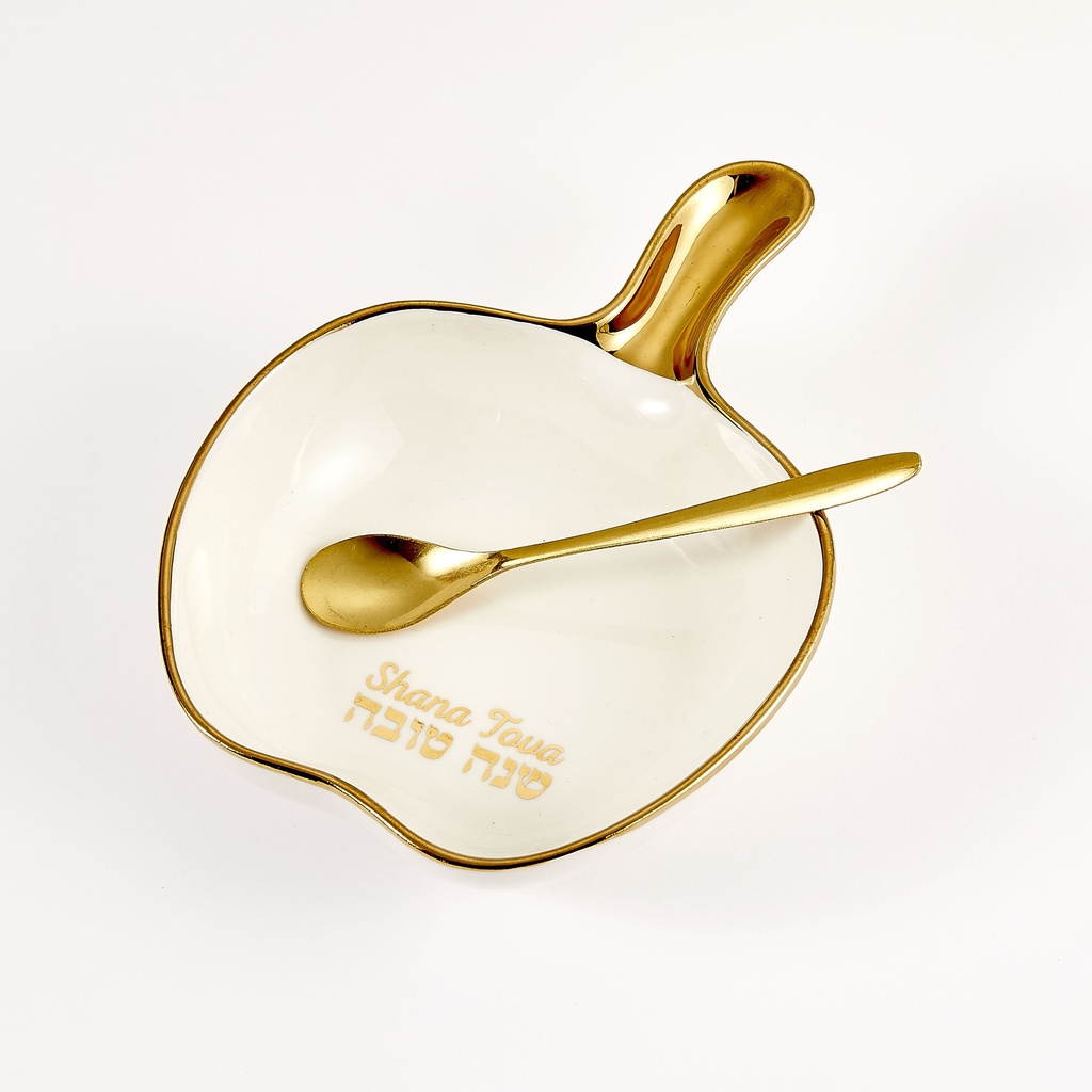 Apple Shaped Ceramic Honey Dish