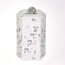 Hexagon Ceramic Tzedakah Box, Silver Accents