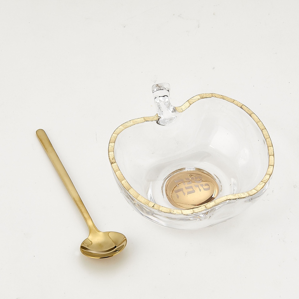 Apple Shaped Glass Honey Dish