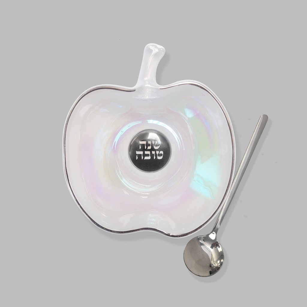 Apple Shaped Glass Honey Dish