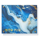 Glass Shabbat Challah Board, Blue Marble Design