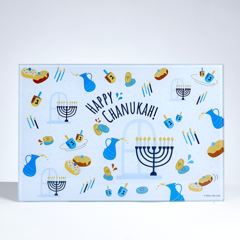 Whimsical Tempered Glass Menorah Drip Tray