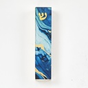 Dark Blue Marble Art Glass Mezuzah