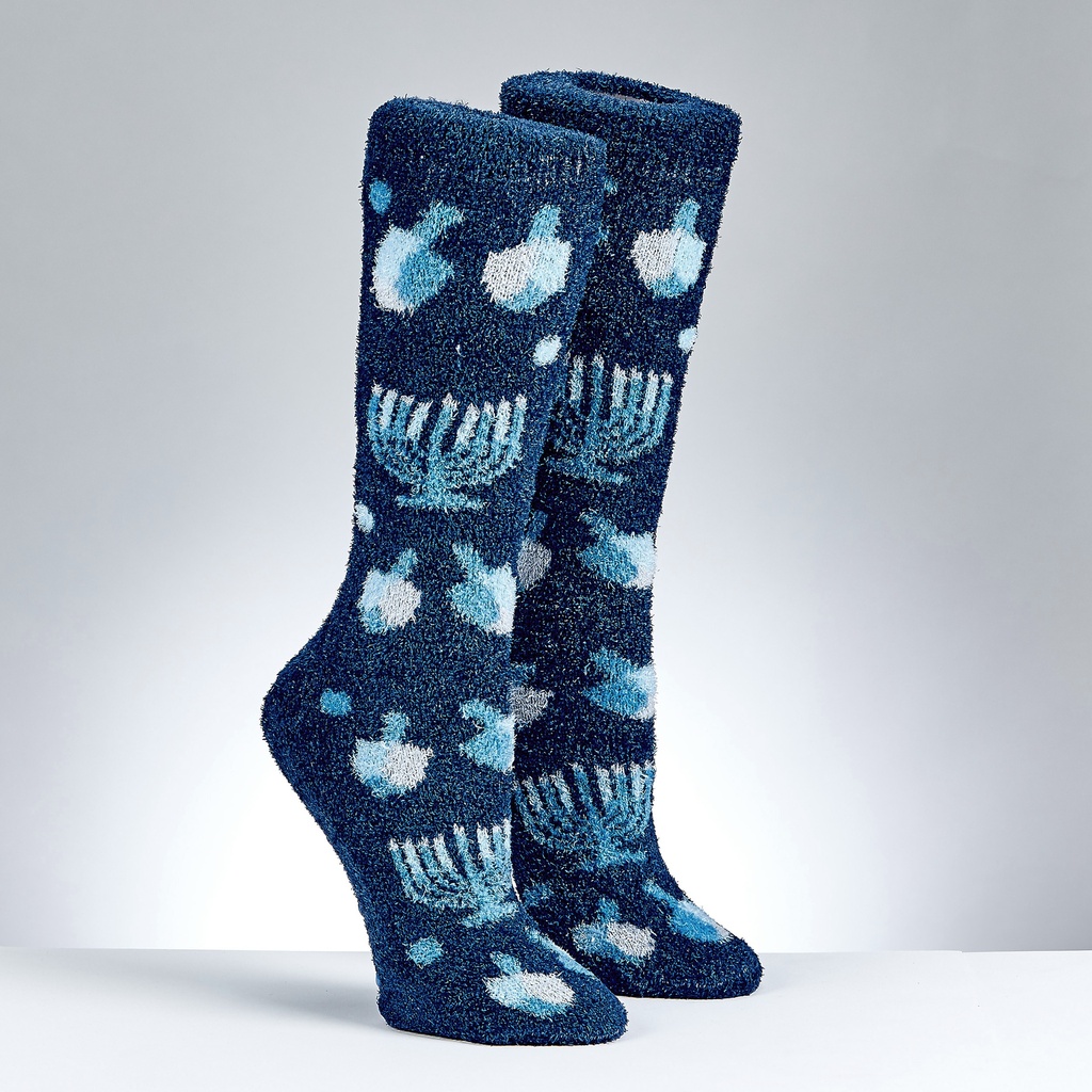 Menorahs and Dreidels Cozy Adult Slipper Socks