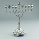 Polished Silvertone Curlicues Menorah