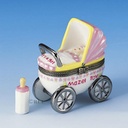 Baby Girl Hinged Box Carriage with Baby Bottle Treasure