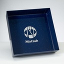 Square  Navy PS Matzah Tray With Silver Glitter