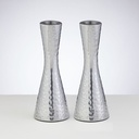 Pair of Hammered Polished Aluminum Candlesticks