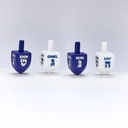 Small Blue & White Hot Stamped Wood Dreidels